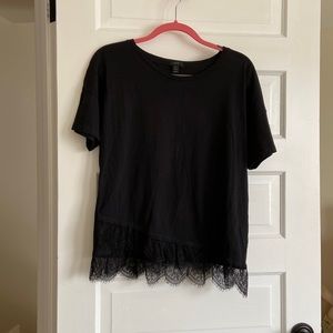Simple black tee with lace detailing